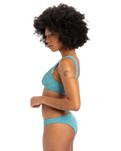 The Quiksilver Womens Collection Womens Dark Roy Cheeky Bikini Bottoms in Brittany Blue