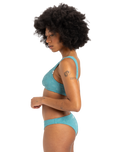 The Quiksilver Womens Collection Womens Dark Roy Cheeky Bikini Bottoms in Brittany Blue