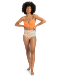 The Quiksilver Womens Collection Womens Melly Hi Waist Surf Bikini Bottoms in Brittany Blue Florever