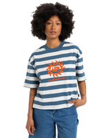 The Quiksilver Womens Collection Womens Boyfriend Crop T-Shirt in Real Teal