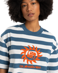 The Quiksilver Womens Collection Womens Boyfriend Crop T-Shirt in Real Teal