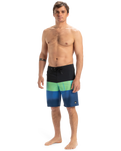 The Quiksilver Mens Surfsilk Straight Leg Boardshorts in Nebulas Blue Bloomfade