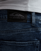 The Quiksilver Mens Regular Denim Jeans in Blue Black Used