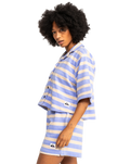 Uni Towel Shorts in Hydrangea Stripe