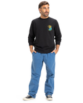 The Quiksilver Mens Graphic Mix Sweatshirt in Black