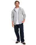 The Quiksilver Mens Chest Logo Zip Hoodie in Light Grey Heather