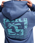 The Quiksilver Mens Salt Water Palm Rise Hoodie in Vintage Indigo