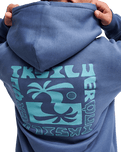 The Quiksilver Mens Salt Water Palm Rise Hoodie in Vintage Indigo