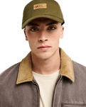 The Quiksilver Mens Decades Cotton Patch Trucker Cap in Grape Leaf