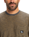 The Quiksilver Mens Kentin Pocket T-Shirt in Black Kentin Stripes