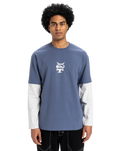 The Quiksilver Mens Mercury Layer Long Sleeve T-Shirt in Vintage Indigo