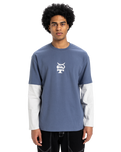 The Quiksilver Mens Mercury Layer Long Sleeve T-Shirt in Vintage Indigo