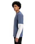 The Quiksilver Mens Mercury Layer Long Sleeve T-Shirt in Vintage Indigo