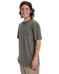 The Quiksilver Mens Onyx Stripe T-Shirt in Fallen Rock Onyx Stripe