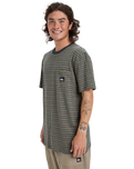 The Quiksilver Mens Onyx Stripe T-Shirt in Fallen Rock Onyx Stripe