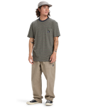 The Quiksilver Mens Onyx Stripe T-Shirt in Fallen Rock Onyx Stripe