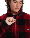 The Quiksilver Mens Mercury Woodlands Sherpa Fleece Jacket in Woodlands Biking Red
