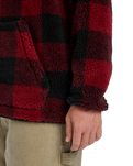 The Quiksilver Mens Mercury Woodlands Sherpa Fleece Jacket in Woodlands Biking Red