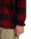 The Quiksilver Mens Mercury Woodlands Sherpa Fleece Jacket in Woodlands Biking Red