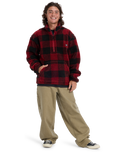 The Quiksilver Mens Mercury Woodlands Sherpa Fleece Jacket in Woodlands Biking Red
