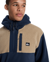 Ocean View Mix Up Hooded Fleece Jacket in Dark Navy