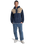 Ocean View Mix Up Hooded Fleece Jacket in Dark Navy