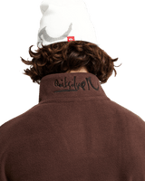 The Quiksilver Mens Cruz Polar 1/4 Zip Fleece Jacket in Java