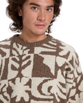 The Quiksilver Mens Hall City Jacquard Jumper in Chocolate Brown Terreau Desert