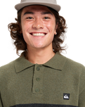 The Quiksilver Mens Cooper Polo Sweatshirt in Loden Green Rugby Polo Stripe
