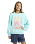 The Roxy Girls Girls Lineup Sweatshirt in Aqua Splash