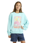 The Roxy Girls Girls Lineup Sweatshirt in Aqua Splash
