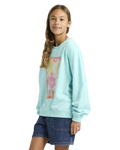 The Roxy Girls Girls Lineup Sweatshirt in Aqua Splash