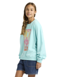 The Roxy Girls Girls Lineup Sweatshirt in Aqua Splash