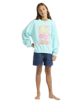 The Roxy Girls Girls Lineup Sweatshirt in Aqua Splash