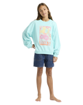 The Roxy Girls Girls Lineup Sweatshirt in Aqua Splash