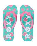 Girls Tahiti VII Flip Flops in Light Green & Magenta
