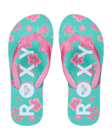 Girls Tahiti VII Flip Flops in Light Green & Magenta