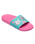 Girls Slippy II Printed Sliders in Light Green & Magenta