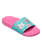 Girls Slippy II Printed Sliders in Light Green & Magenta