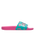 Girls Slippy II Printed Sliders in Light Green & Magenta