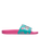 Girls Slippy II Printed Sliders in Light Green & Magenta