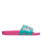 Girls Slippy II Printed Sliders in Light Green & Magenta