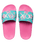Girls Slippy II Printed Sliders in Light Green & Magenta