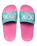 Girls Slippy II Printed Sliders in Light Green & Magenta