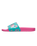 Girls Slippy II Printed Sliders in Light Green & Magenta