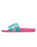 Girls Slippy II Printed Sliders in Light Green & Magenta