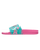 Girls Slippy II Printed Sliders in Light Green & Magenta