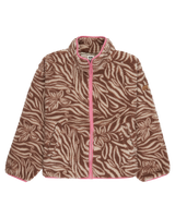The Roxy Girls Girls Like Electricity Zip Fleece Jacket in Parchment Animal Floral Big