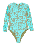 Girls Spirit Onesie Swimsuit in Oil Green
