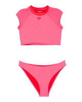 Girls Aruba Crop Lycra Bikini Set in Sangria Sunset